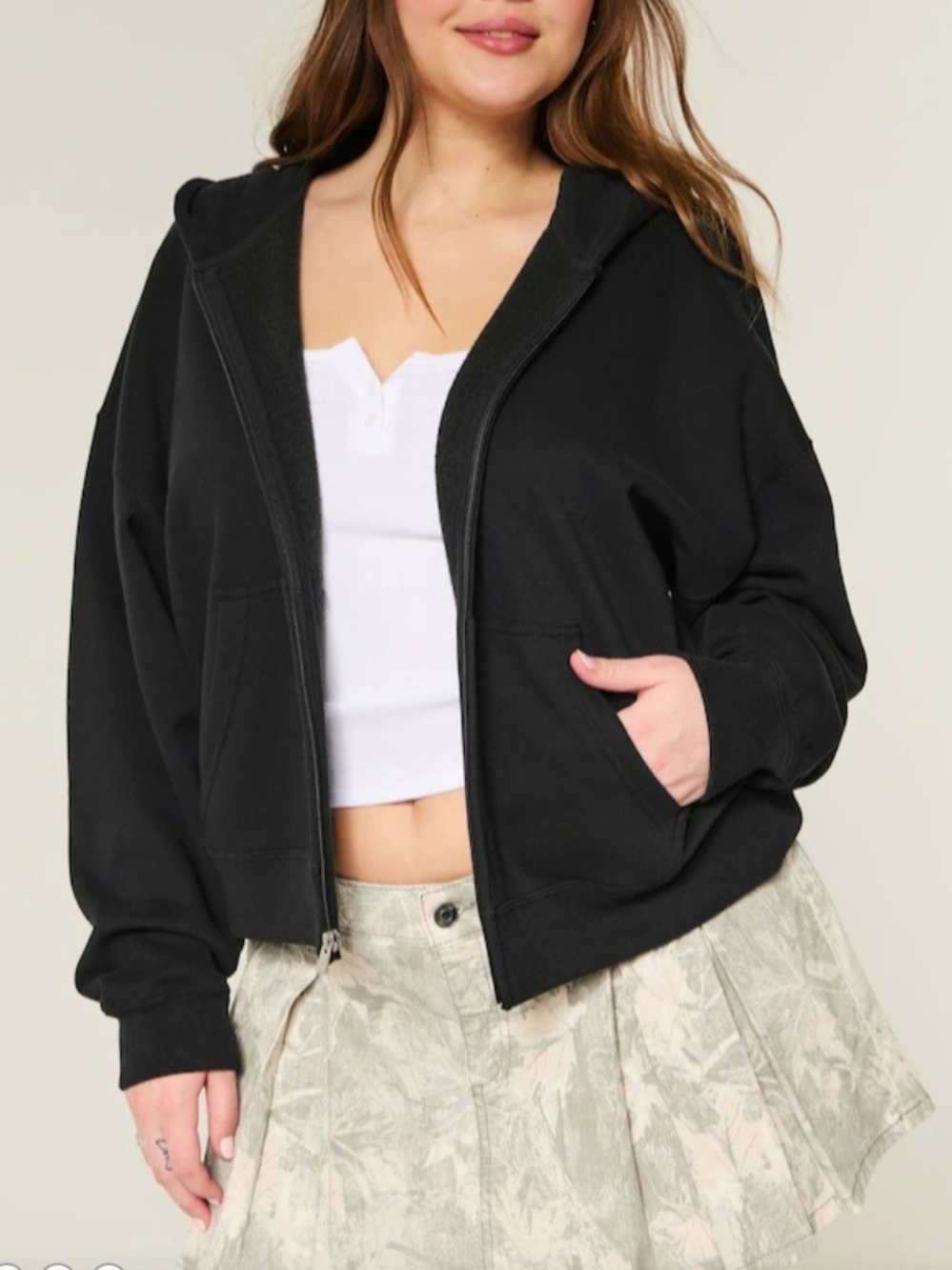 Hollister Black Zip-Through Hoodie(XL)